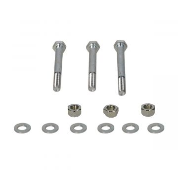 Boutset zilver motorophanging Puch Maxi DMP 12 stuks (3 bouten-3 moeren-6 ringen)