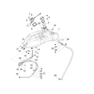 Benzinetank - Tankvlotter - Vacuümkraan Vespa Sprint 50 2-takt AC