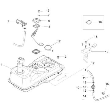 Benzinetank - Tankvlotter - Vacuümkraan Piaggio New Fly 4-takt 2V