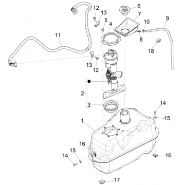 Benzinetank - Tankvlotter - Benzinepomp Piaggio Beverly 300 HPE 4V ABS Euro 5 2021-2022