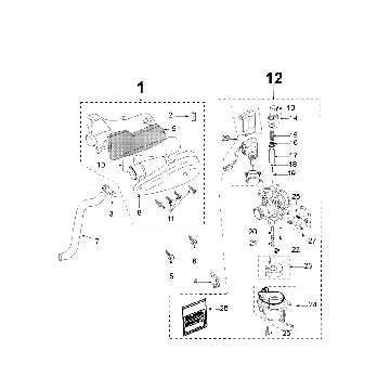 Carburateur - Choke - Luchtfilter Peugeot Citystar 50 Zwart