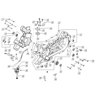 Carter - Oliepomp - Inlaatspruitstuk Kymco Super9 50 2-takt LC oud model matzwart-zilver