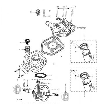 Cilinder- Krukas Peugeot Speedfight 2 50 2-takt LC Euro 2