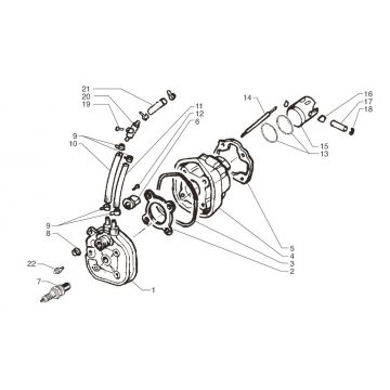 Cilinder - Zuiger - Cilinderkop Beta Ark-k 50 2-takt LC zilver 2004