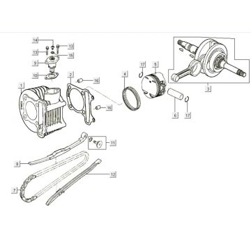 Cilinder - Zuiger - Krukas Kymco Like 200i Wit