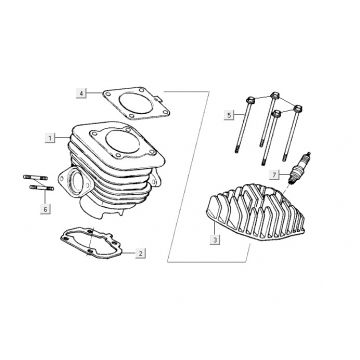 Cilinder - Cilinderkop Kymco Yup 50 2-takt AC zilver