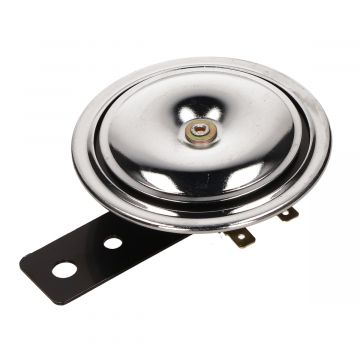 Claxon 12V groot model 90mm chroom DC=gelijkstroom universeel