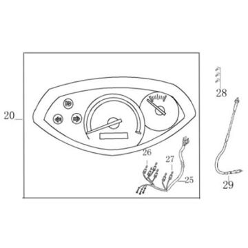 Kilometerteller - Cockpit - Kilometertellerkabel Benzhou YY80T-18 YY50QT(-18) rood