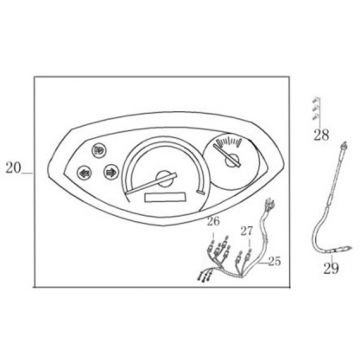 Kilometerteller - Cockpit - Kilometertellerkabel Benzhou YY80T-18 YY50QT(-18) zwart