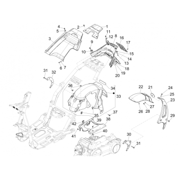 Achterspatbord Piaggio NRG Power DD 50 2-takt LC 2007-2017 rood dragon 894