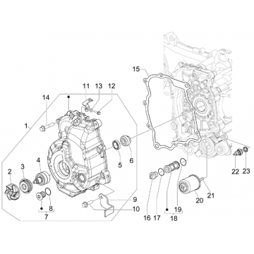 Waterpomp - Oliefilter Vespa GTS 300 ie 2008-2016 (met en zonder ABS)