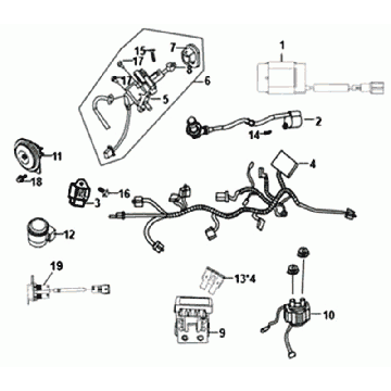 Kabelboom - Contactslot - Elektrische delen Sym Fiddle III Euro 4