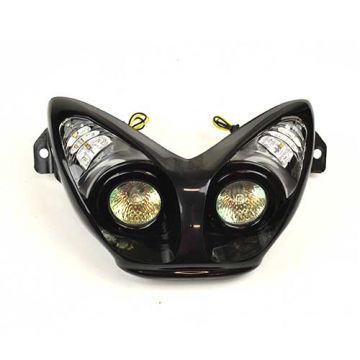 Koplamp zwart met led-knipperlicht Yamaha Aerox/MBK Nitro 50-100cc 2-takt 1997-2012
