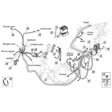 Kabelboom - Accu - Spanningsregelaar - Claxon Aprilia Mojito Custom 50 2-takt (Piaggio motor) 2004-2010