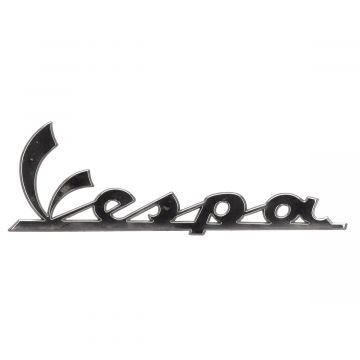 Embleem/sticker dik woord (Vespa) chroom (10cm)voorfront Primavera/Sprint/LX/LXV/S/GT/GTS/GTV/ET2/ET4/VXL/PX/Elettrica?Granturismo origineel 672061