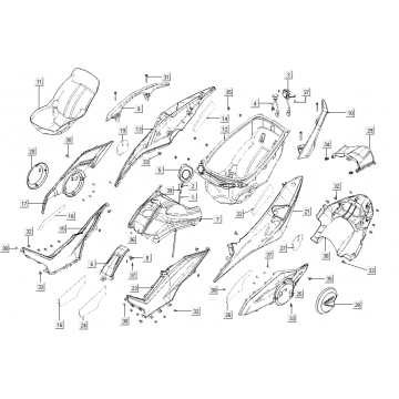 Helmbak - Beplating achterzijde Kymco AK550i Mat bruin