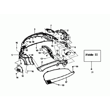 Motorschermen - Zijskirts - Onderspoiler Sym Fiddle III matt black (BK-007U/BK-5560S)