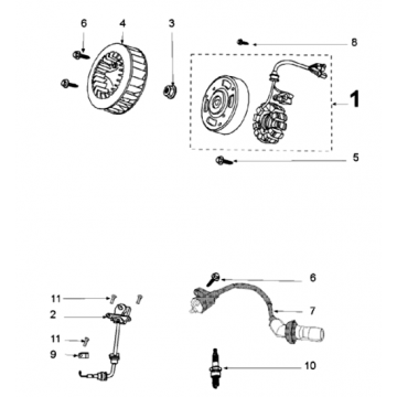 Ontsteking - Stator - Vliegwiel - Bobine - Pick up Django 50 4-takt Evasion