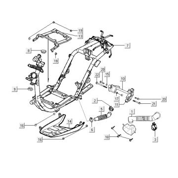 Frame Kymco Yup 50 2-takt AC zilver