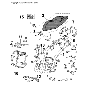 Frame - Zadel tot Framenummer VGAJ2ABAA80080175 Peugeot Citystar 50 Wit