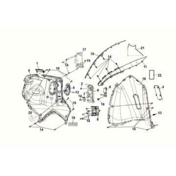 Front inner cover Sym Symphony ST 50 E5 Gray/ Red (GY-010U) (Red seat)