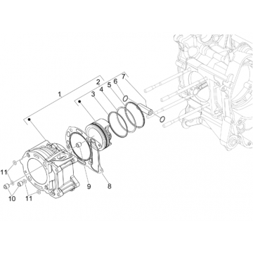 Cilinder - Zuiger Vespa GTS 300 ie 2008-2016 (met en zonder ABS)