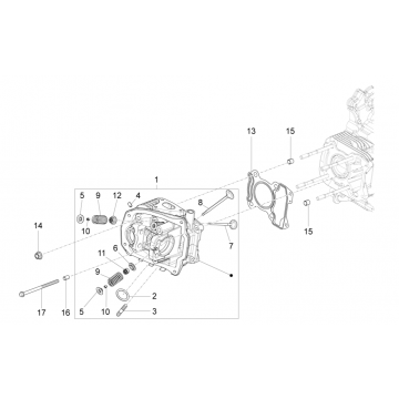 Cilinderkop - Kleppen Vespa Sprint 150 3V IE ABS Euro 3 2015