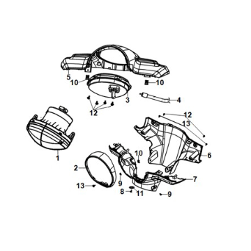 Handle cover - head light Sym E-Fiddle Icy White (WH8028P)