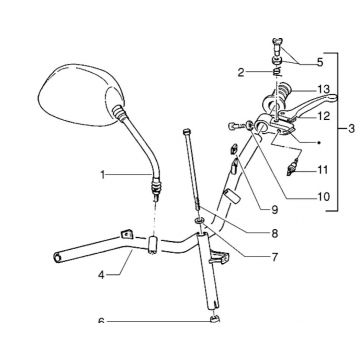 Remhendel links - Stuur - Spiegel Piaggio Zip RST 50 2-takt AC
