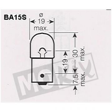 Lamp R10W BA15s 12V 10W groen 4 stuks
