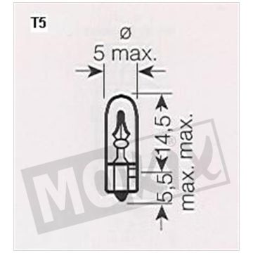 Lamp W1.2W T5 12V 1.2W groen