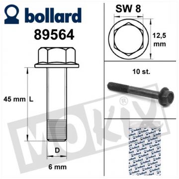 Flens bouten M6x45mm lengte (SW8) zwart 10 stuks onder andere carter