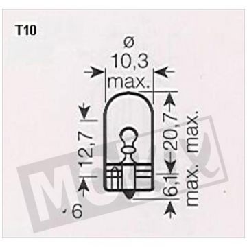 Lamp W2W T10 12V 2W