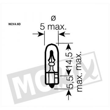 Lamp W2W T5 12V 2W-92044