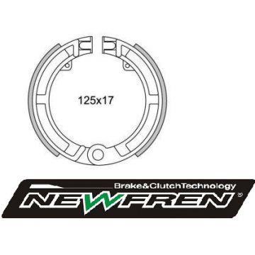Remsegmentset New Fren-Vespa diameter =125x17mm-8/9/10 inch 1 ankerpunt-gat PK50/Ape/Vespa Smallframe V50/V90/SS50/SS90/PV125/ET3/Wideframe V1T tot V15T/V30T-V33T/VM/VN/VL/VB/VNA/VNB/VBA/VBB/Super  GF0162