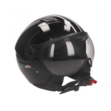 Jethelm Vito Moda glans zwart + zwarte voering