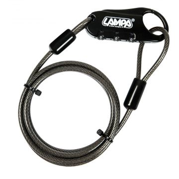 Kabelslot helm (type cijferslot) 4mm dikte x 150cm lengte staalkabel grijs lampa universeel