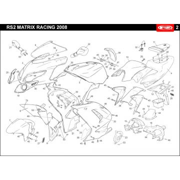 Kappen - Beplating - Zadel RS2 racing blauw 2010 2-takt