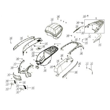 Kappen - Beplating achterzijde Kymco Like 200i Wit