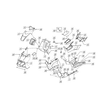 Kappen - Beplating Kymco Super9 50 2-takt AC oud model matzwart zilver