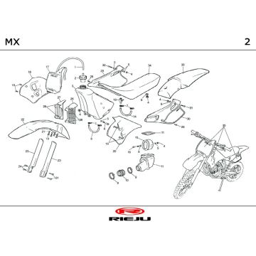 Kappen - Beplating Rieju MX oranje 2000 2-takt