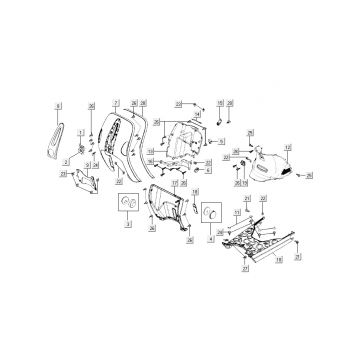 Kappen - Beplating voorzijde en midden Kymco New Sento 50i 4-takt Wit