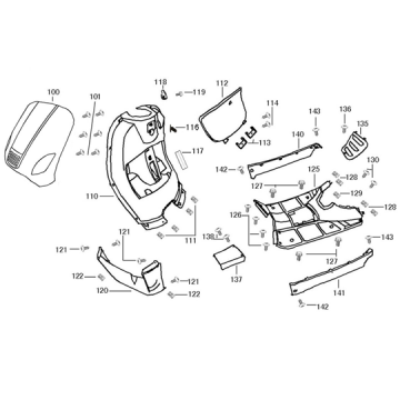 Kappen - Beplating voorzijde Rover GT 125 zwart