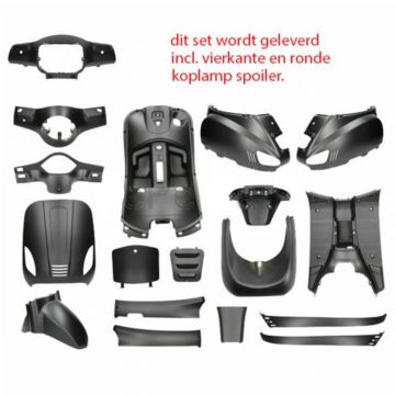 Kappenset  model China LX scooter/VX/VX50S/Riva/Napoli/Benson/Touring/Toscana/Lux/VXL/RL/Azzuro/Rimini/Delphi/GTS matzwart 18-delig