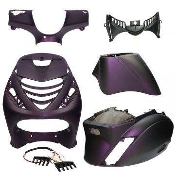 Kappenset SP look Piaggio Zip 2000→50cc 2/4-takt mat paars cameleon + led verlichting DMP 6-delig