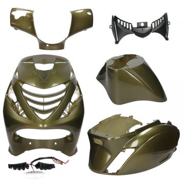 Kappenset SP look Piaggio Zip 2000→50cc 2/4-takt olijfgroen/lampparie + led verlichting DMP 6-delig