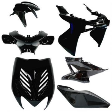 Kappenset Yamaha Aerox ←2012 (YQ50/L/2-takt/MBK Nitro metallic zwart 8-delig