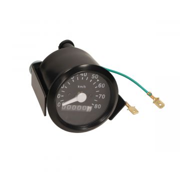 Kilometerteller universeel rond 60mm 80km/h (VDO) zwart/zwarte wijzerplaat
