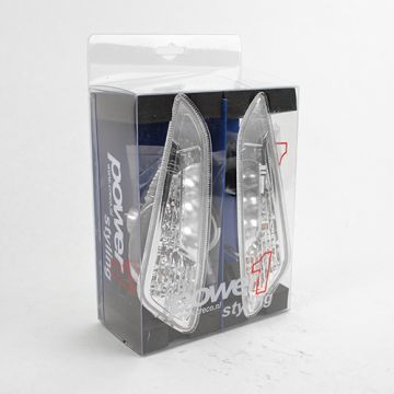 Knipperlichtset -Power 1 LED-dagrijlicht  (Eu-keurmerk)- Vespa Primavera/Sprint - wit - voorzijde - helder glas inclusief kabelboom en relais