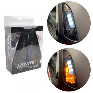 Knipperlichtset Power 1 LED dagrijdverlichting Vespa Primavera/Sprint smoke voorzijde (inclusief kabelboom en relais)